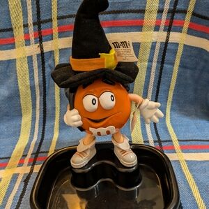 VTG M&M's Talking Halloween Candy Dish Orange M&M